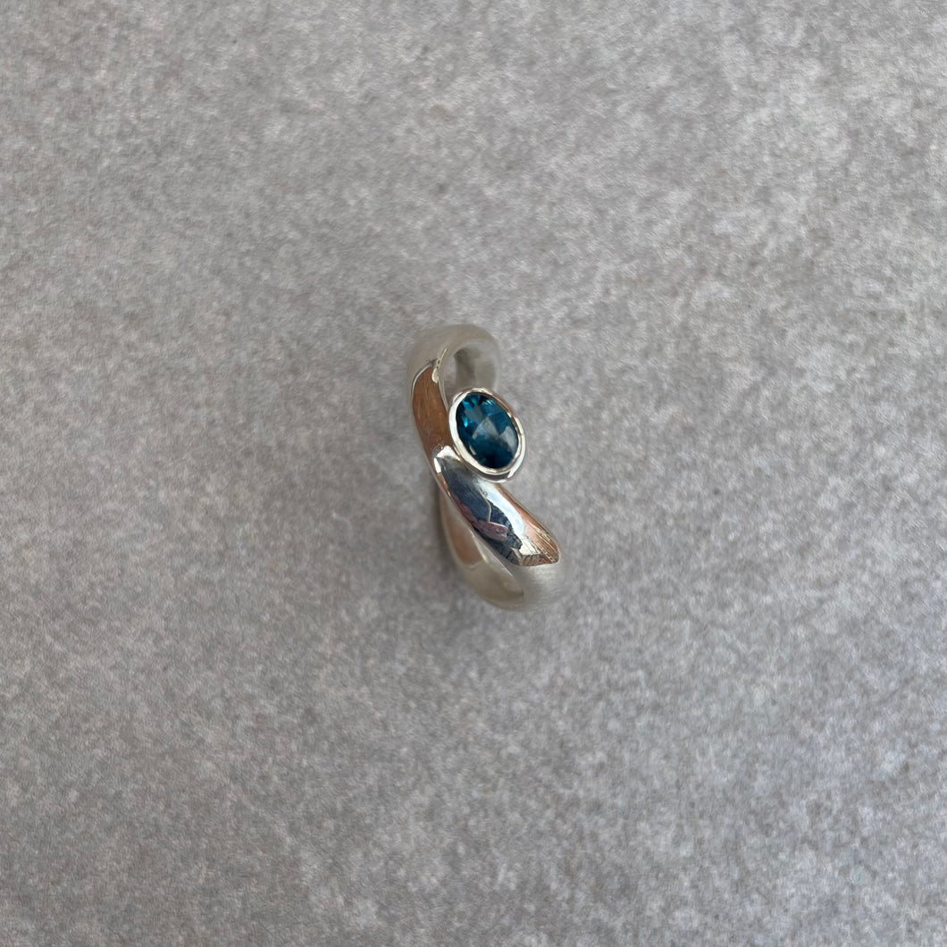 Blue topaz wave ring